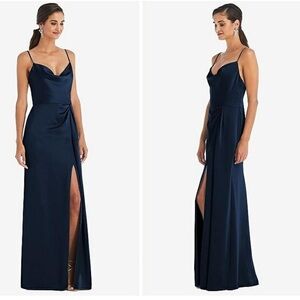 NWT Dessy Collection Faux-Wrap Cowl-Neck Draped Maxi Dress Gown Size 0 3072